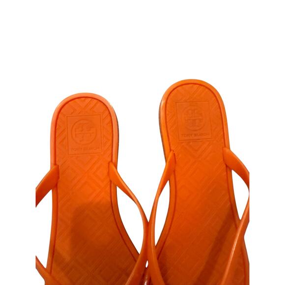 Tory Burch Orange Jelly Bow Thong Flip Flop Sandals Size 7 - Picture 7 of 10